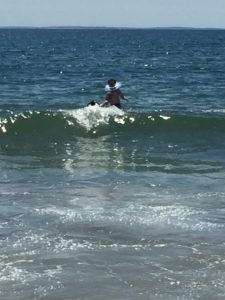 Oscar above one of the big waves